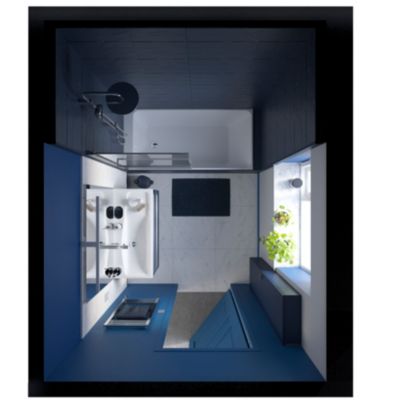 Armoire de salle de bains faible profondeur bleu nuit mat l.40 x H.90 x P.15 cm, GoodHome Imandra
