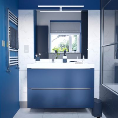 Armoire de salle de bains faible profondeur bleu nuit mat l.40 x H.90 x P.15 cm, GoodHome Imandra
