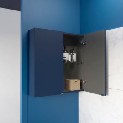 Armoire de salle de bains faible profondeur bleu nuit mat l.60 x H.60 x P.15 cm, GoodHome Imandra