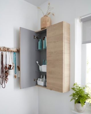 Armoire de salle de bains faible profondeur effet chêne l.60 x H.90 x P.15 cm, GoodHome Imandra