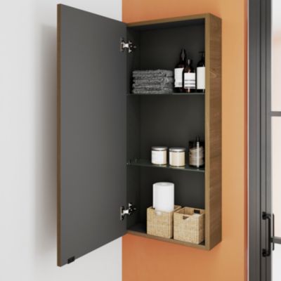 Armoire de salle de bains faible profondeur effet noyer l.40 x H.90 x P.15 cm, GoodHome Imandra