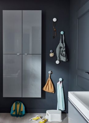 Armoire de salle de bains faible profondeur gris brillant l.40 x H.90 x P.15 cm, GoodHome Imandra