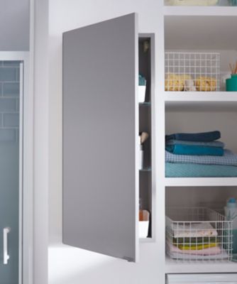 Armoire de salle de bains faible profondeur gris brillant l.40 x H.90 x P.15 cm, GoodHome Imandra