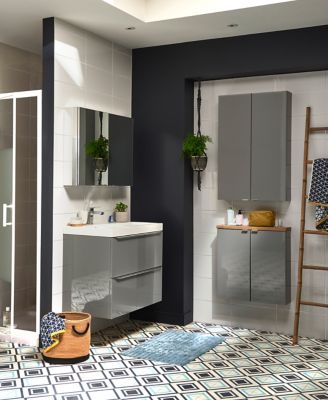 Armoire de salle de bains faible profondeur gris brillant l.60 x H.60 x P.15 cm, GoodHome Imandra