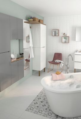 Armoire de salle de bains faible profondeur gris brillant l.60 x H.60 x P.15 cm, GoodHome Imandra