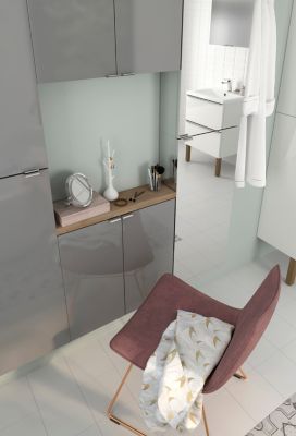Armoire de salle de bains faible profondeur gris brillant l.60 x H.60 x P.15 cm, GoodHome Imandra