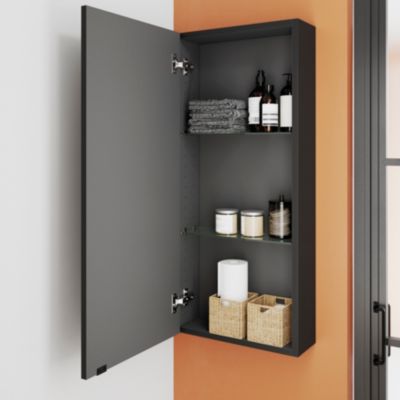 Armoire de salle de bains faible profondeur noir mat l.40 x H.90 x P.15 cm, GoodHome Imandra