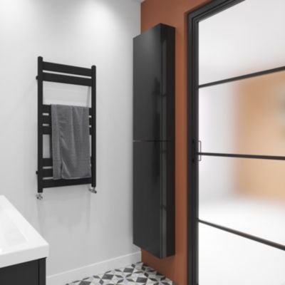 Armoire de salle de bains faible profondeur noir mat l.40 x H.90 x P.15 cm, GoodHome Imandra