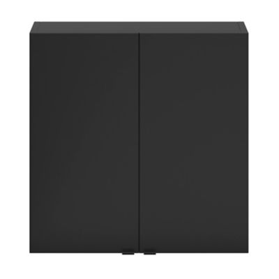 Armoire de salle de bains faible profondeur noir mat l.60 x H.60 x P.15 cm, GoodHome Imandra