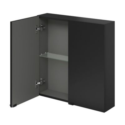 Armoire de salle de bains faible profondeur noir mat l.60 x H.60 x P.15 cm, GoodHome Imandra