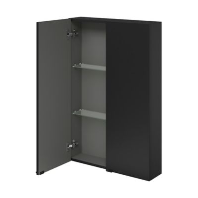 Armoire de salle de bains faible profondeur noir mat l.60 x H.90 x P.15 cm, GoodHome Imandra