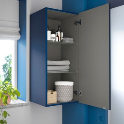 Armoire de salle de bains GoodHome Imandra bleu nuit mat L. 40 x H. 90 x P. 36 cm