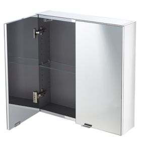 Aquamarin® armoire de toilette avec miroir et éclairage - 100x60x13cm, led  blanc froid/chaud/neutre, 8 étagères, 3 portes, tactile, fonction dimmer,  prise de rasoir - miroir salle de bain, rangement - Conforama