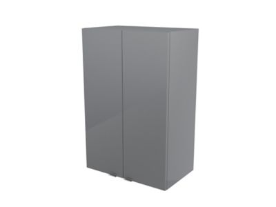 Armoire de salle de bains gris brillant l.60 x H.90 x P.36 cm, GoodHome Imandra