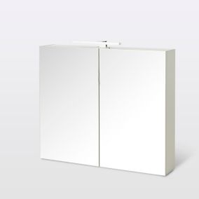 Armoire de salle de bains Indra miroir éclairant L. 80 x H. 67 x P. 14,6 cm