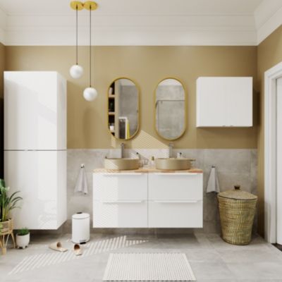 Armoire de salle de bains l.60 x H.90 x P.36 cm, blanc mat, Imandra