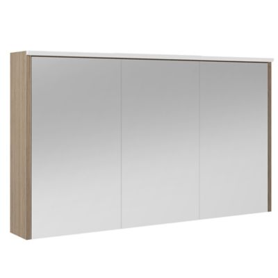 Armoire de salle de bains lumineuse LED avec miroir effet bois l.120 x H.70 x P.18 cm, Decotec Havana