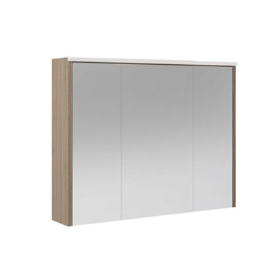 Armoire de salle de bains lumineuse LED avec miroir effet bois l.90 x H.70 x P.18 cm, Decotec Havana