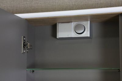 Armoire de salle de bains lumineuse LED avec miroir effet bois l.90 x H.70 x P.18 cm, Decotec Havana