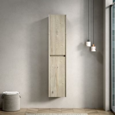 Armoire de salle de bains murale en contreplaqué blanc cassé avec 2 portes