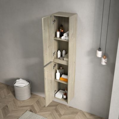 Armoire de salle de bains murale en contreplaqué blanc cassé avec 2 portes