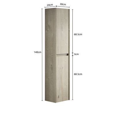 Armoire de salle de bains murale en contreplaqué blanc cassé avec 2 portes