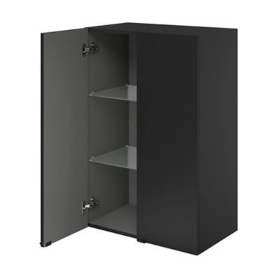 Armoire de salle de bains noir mat l.60 x H.90 x P.36 cm, GoodHome Imandra