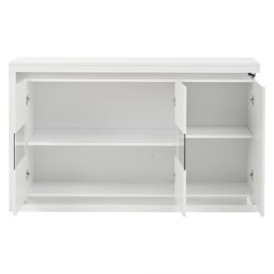 Buffet 140x40x60 cm avec 3 armoires, 1 tiroir, étagères réglables, LED et finition brillante, meuble de rangement blanc | Leroy Merlin