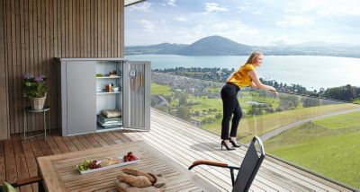 Armoire de terrasse métal 800 L, l.132 x P.57 x H.140 cm taille M, gris foncé, Biohort Romeo