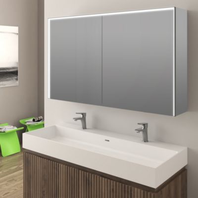 Armoire de toilette 2 portes miroir l.120 x H.70 x P.20 cm Monolite