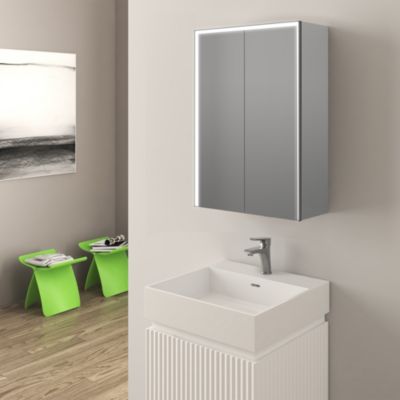 Armoire de toilette 2 portes miroir l.50 x H.70 x P.20 cm Monolite