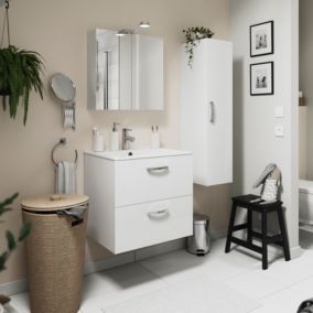 Armoire de toilette 2 portes miroir l.55 x H.54 x P.14,6 cm, Opah