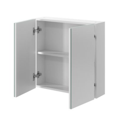 Armoire de toilette 2 portes miroir l.55 x H.54 x P.14,6 cm, Opah