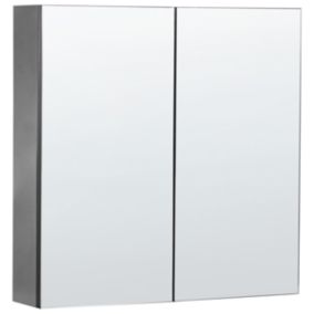 Armoire de toilette 60 x 60 cm avec miroir LED noir NAVARRA