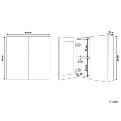 Armoire de toilette 60 x 60 cm avec miroir LED noir NAVARRA