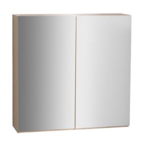 Armoire de toilette 60cm double porte WILL décor chêne double miroir