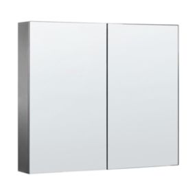 Armoire de toilette 80 x 70 cm avec miroir LED noir NAVARRA