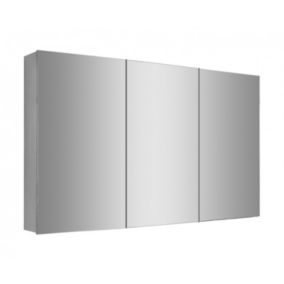 Armoire de toilette aluminium 4 étagères et 3 portes avec miroir intérieur salle de bain et toilettes, 120x70x16cm, Multy BS120