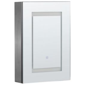 Armoire de toilette avec LED et miroir 40 x 60 cm noir MALASPINA