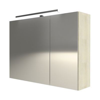 Armoire de toilette avec miroir effet chêne l.90 cm, Calao