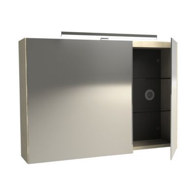 Armoire de toilette avec miroir effet chêne l.90 cm, Calao