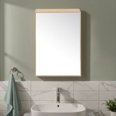 Armoire de toilette avec miroir l.50 x H.70 x P.15 cm, placage chêne, GoodHome Avela