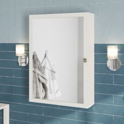 Armoire de toilette blanc mat l.50 x H.70 x P.15 cm, GoodHome Perma