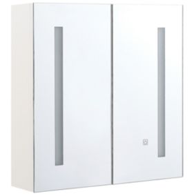 Armoire de toilette blanche avec miroir LED 60 x 60 cm CHABUNCO