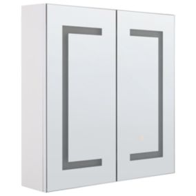 Armoire de toilette blanche avec miroir LED 60 x 60 cm MAZARREDO