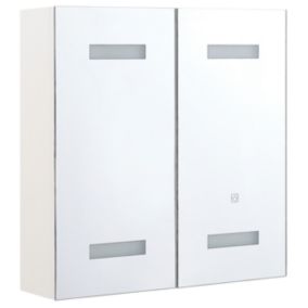 Armoire de toilette blanche avec miroir LED 60 x 60 cm TALAGAPA