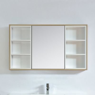 Armoire de toilette bloc-miroir 120 cm FRAME finition melamine chêne