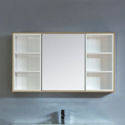 Armoire de toilette bloc-miroir 120 cm FRAME finition melamine chêne