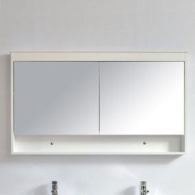 Armoire de toilette bloc-miroir 120 cm TYPO finition mélaminé blanc 114 cm