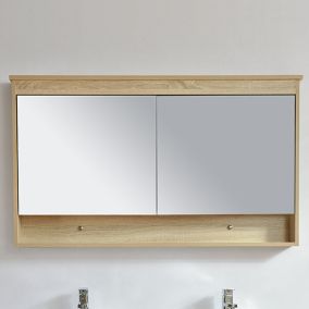 Armoire de toilette bloc-miroir 120 cm TYPO finition melamine chêne 114 cm